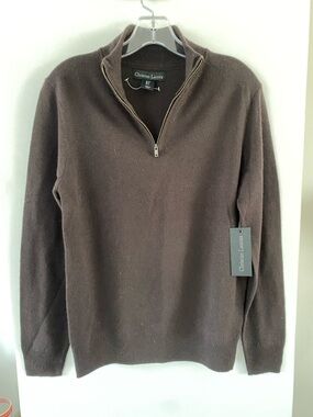 Christian Lacroix Men's Dark Brown Quarter-Zip Sweater merino wool
